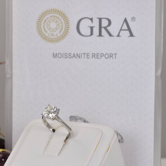 Certified 3ct Moissanite Ring Brilliant Cut Solitaire Engagement Ring - Picture 9 of 12